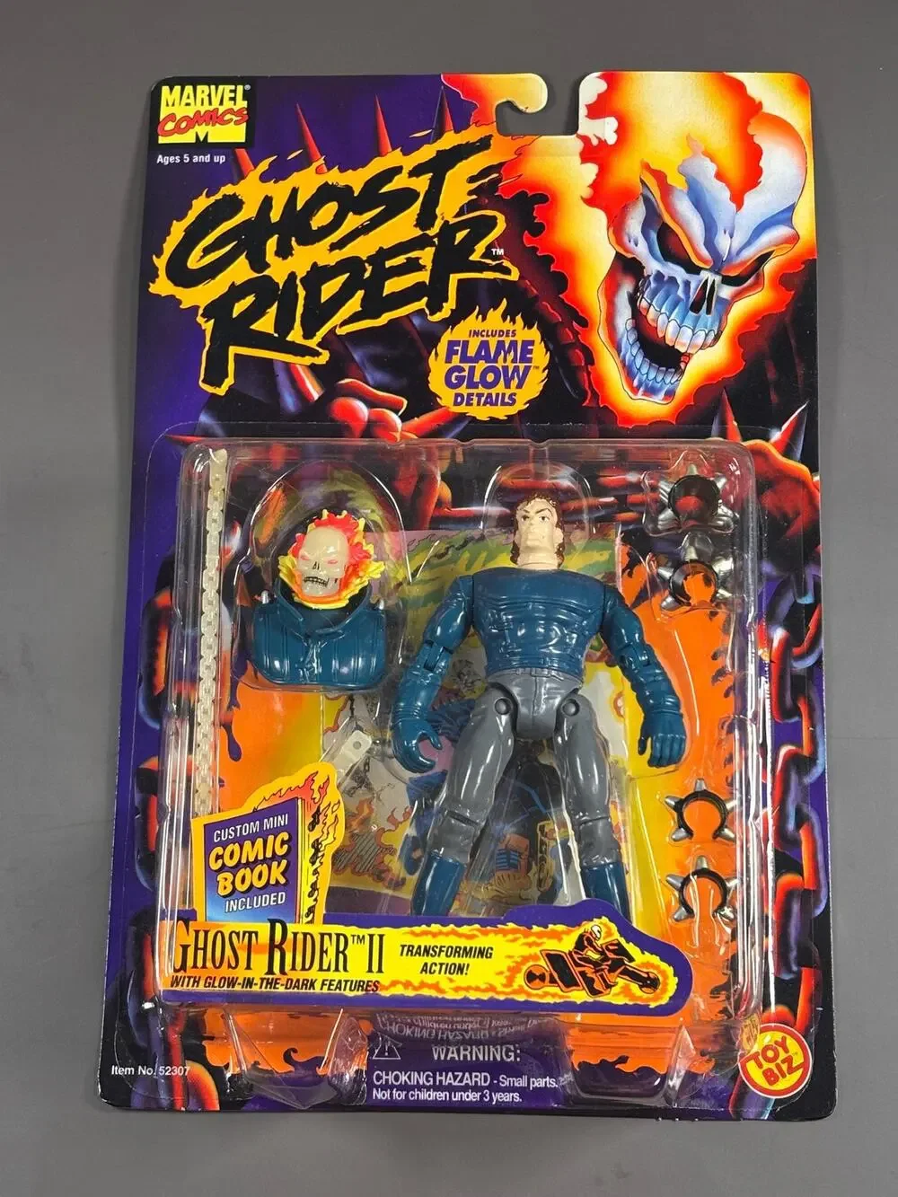 1995 Marvel Comics Toy Biz Ghost Rider II with Glow In The Dark Features Vintage